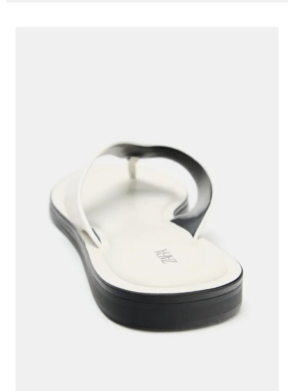Zara Leather White Thong Sandals with Black Sole - Picture 4 of 12